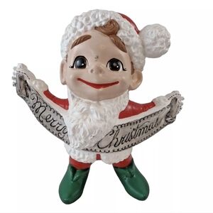 VTG Atlantic Mold 10" Ceramic Merry Christmas Santa's Helper Elf Holiday Decor